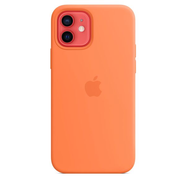 Apple iPhone 12 / 12 Pro, MagSafe -silikonikuori, Kumkvatti