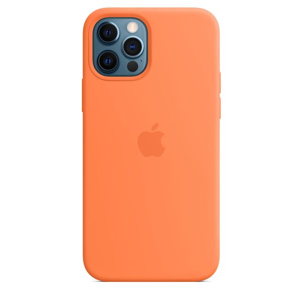 Apple iPhone 12 / 12 Pro, MagSafe -silikonikuori, Kumkvatti