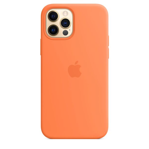 Apple iPhone 12 / 12 Pro, MagSafe -silikonikuori, Kumkvatti