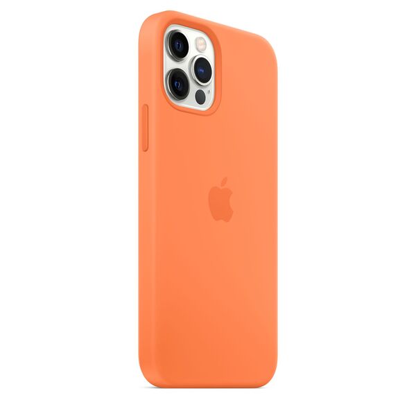 Apple iPhone 12 / 12 Pro, MagSafe -silikonikuori, Kumkvatti