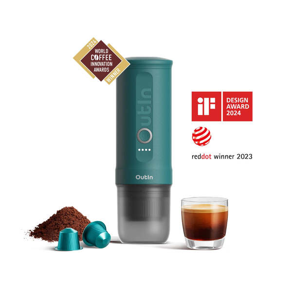 OutIn Nano Portable -espressokeitin, Sinivihre&auml;