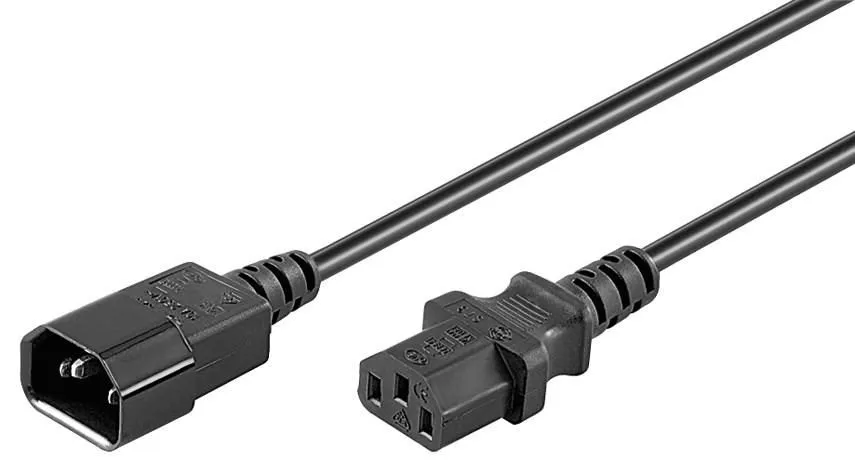 MICROCONNECT PE1413BL18 Virtajohto, IEC C14 uros - IEC C13 naaras, musta, 1,8 m