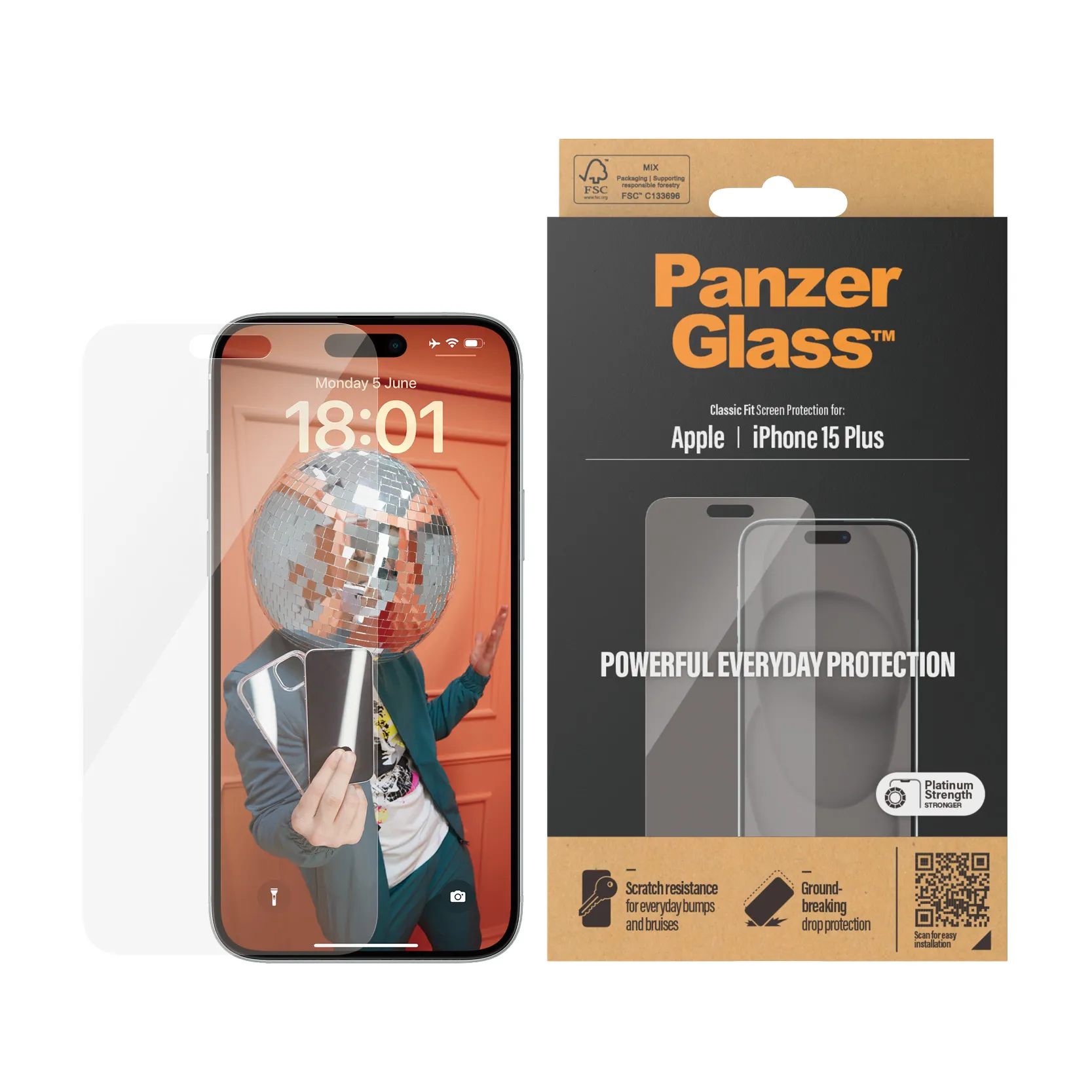 PanzerGlass Classic Fit, iPhone 15 Plus - sk&auml;rmskydd