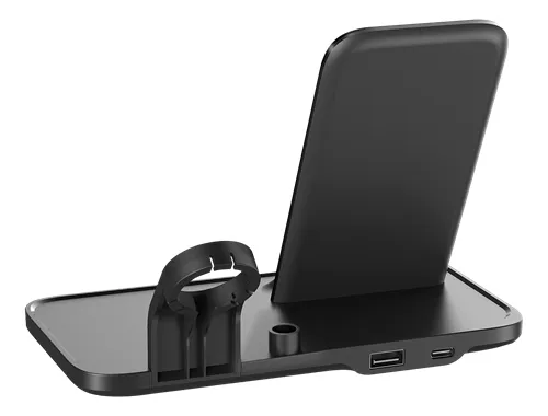 DELTACO 2-in-1 wireless charger, 10 W, 5 W, USB-A out 5 W, black