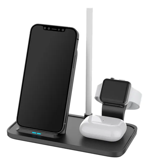 DELTACO 2-in-1 wireless charger, 10 W, 5 W, USB-A out 5 W, black