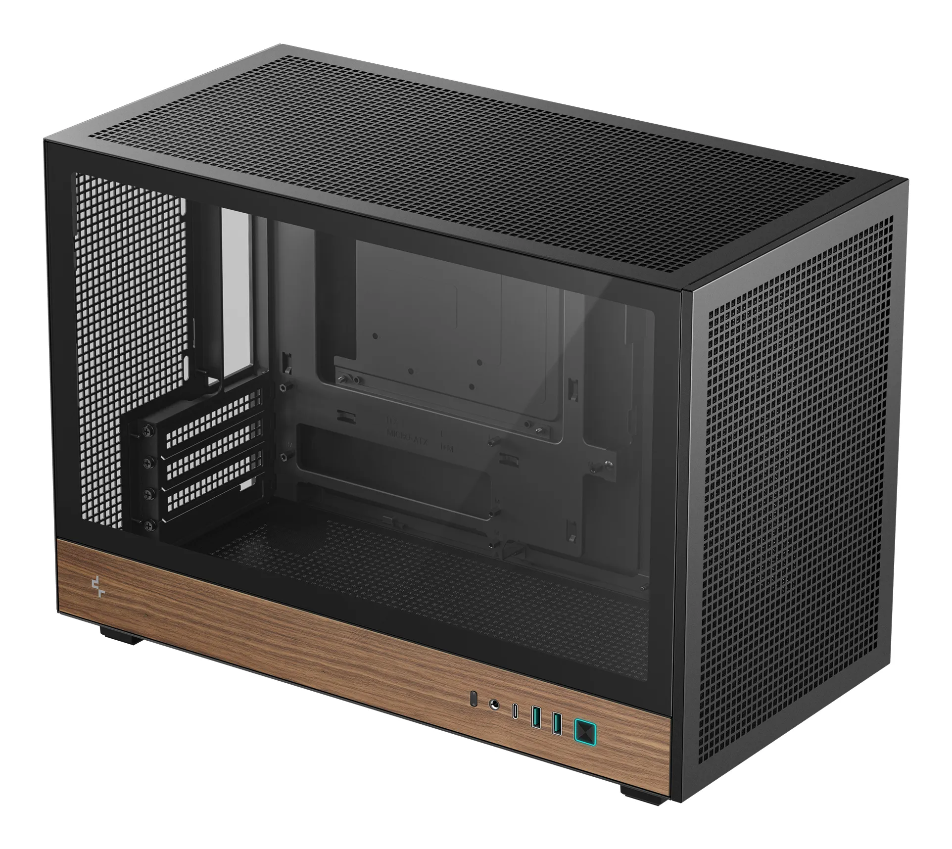 DeepCool CH260 Wood -micro-ATX-kotelo ikkunalla, musta, Wood