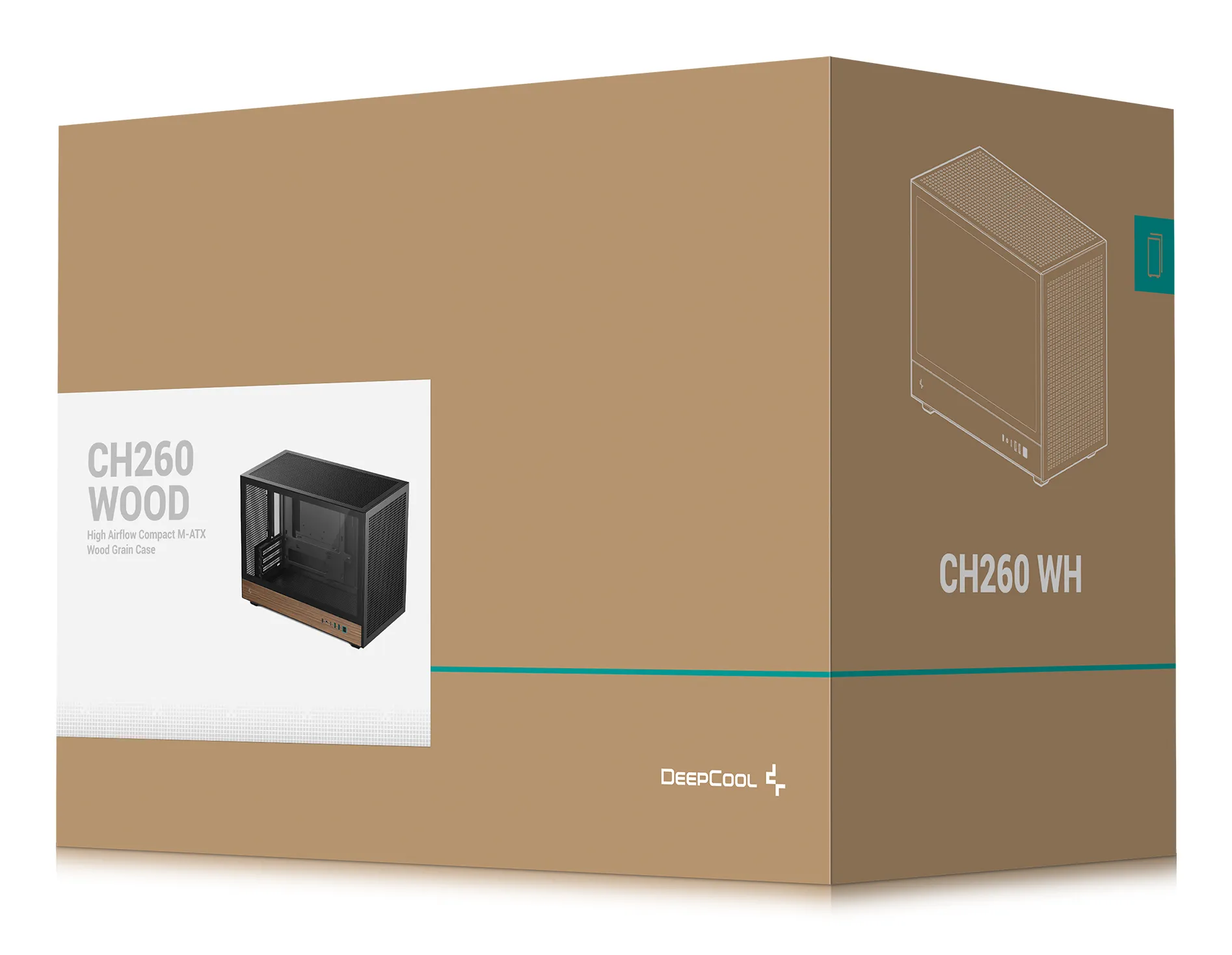 DeepCool CH260 Wood -micro-ATX-kotelo ikkunalla, musta, Wood
