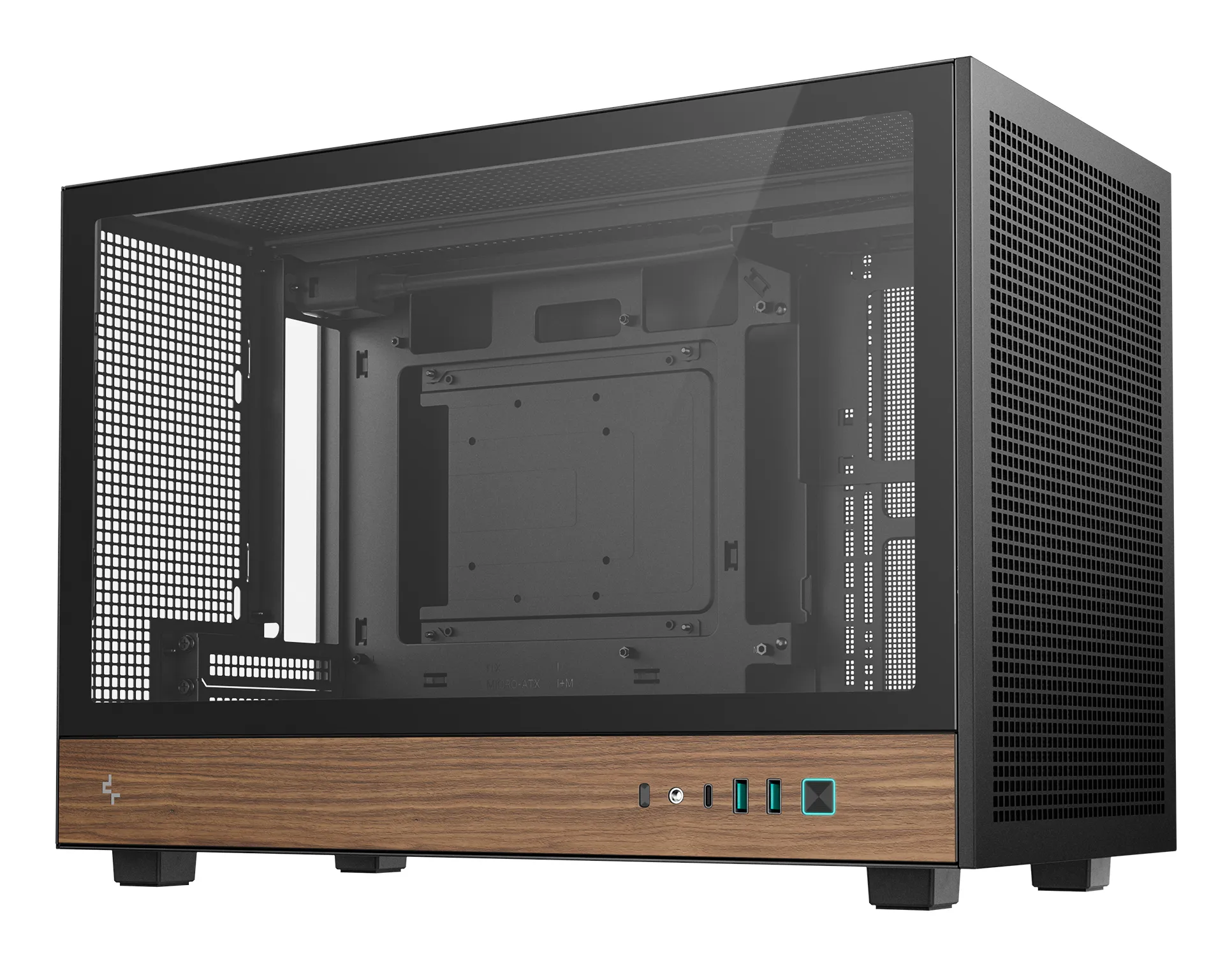 DeepCool CH260 Wood -micro-ATX-kotelo ikkunalla, musta, Wood
