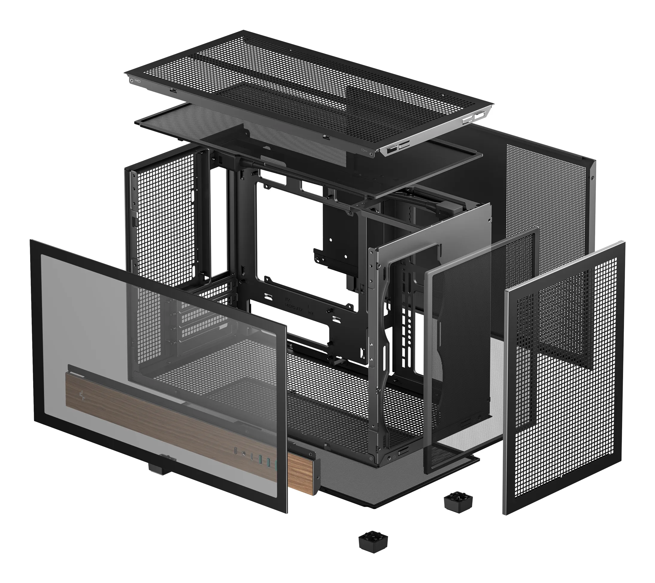 DeepCool CH260 Wood -micro-ATX-kotelo ikkunalla, musta, Wood
