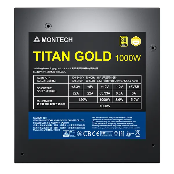 Montech Titan 1000W - power supply, 80 Plus Gold