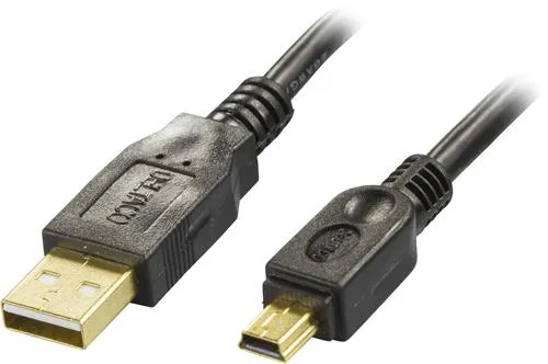 Deltaco USB-A - Mini-USB B - cable, 1 m, Black