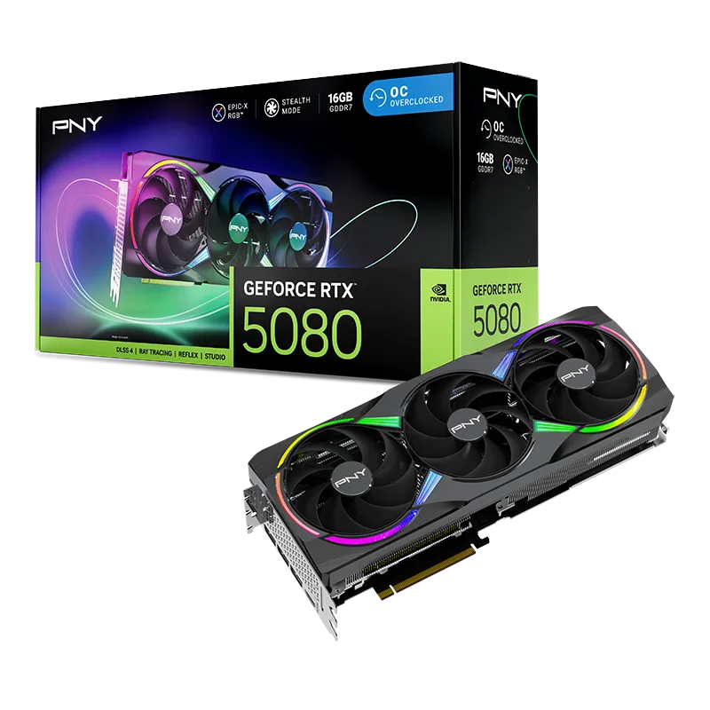 PNY GeForce RTX 5080 16GB ARGB Overclocked Triple Fan - graphics card + NVIDIA Bundle: Borderlands 4