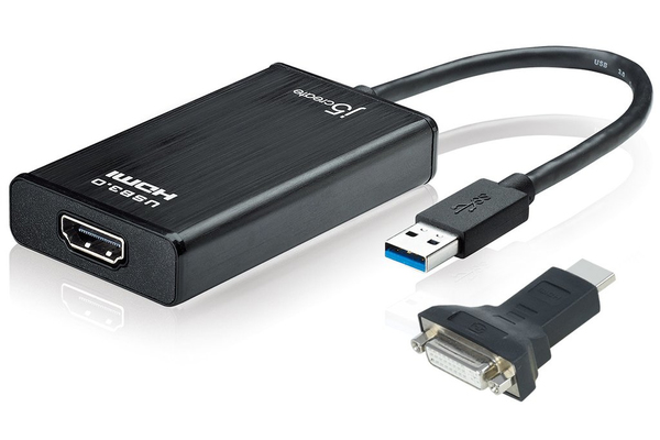 j5 create USB 3.0 - HDMI-sovitin, lis&auml;n&auml;yt&ouml;nohjauskortti, musta