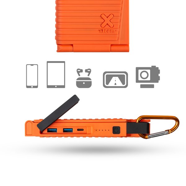 Xtorm Aurinkovaravirtal&auml;hde 4.5W 10.000mAh USB-C PD 20W -varavirtal&auml;hde, Musta/Oranssi