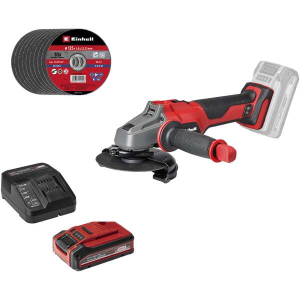 EINHELL AXXIO &ndash; Batteridriven vinkelslip 18 V, 18/125, inkl. batteri 4,0 Ah och laddare
