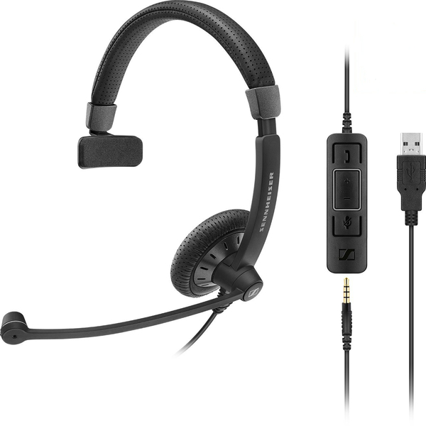 SENNHEISER WIRED MONAURAL HEADSET, 3.5 MM, USB, IN-LINE CALL CONTROL ON USB CABLE MS