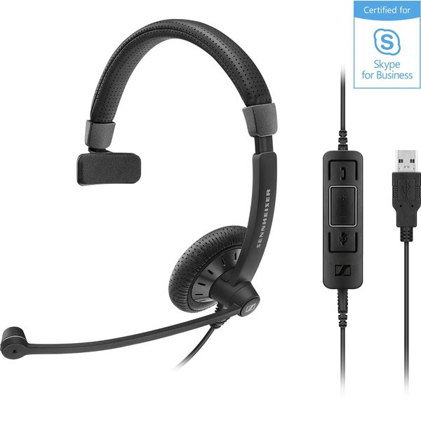 SENNHEISER WIRED MONAURAL HEADSET, 3.5 MM, USB, IN-LINE CALL CONTROL ON USB CABLE MS
