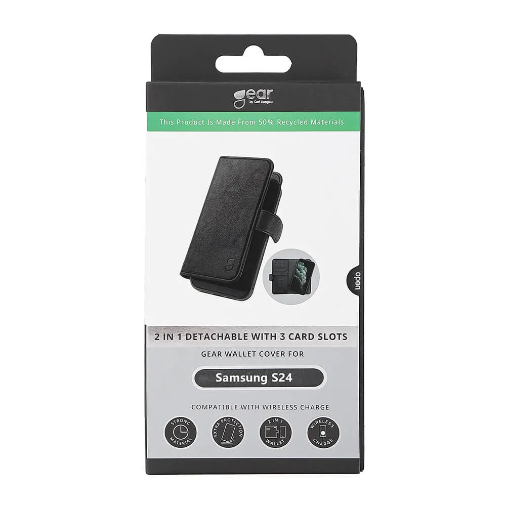 GEAR Wallet, Galaxy S24 - 2-in-1 lompakkokotelo, Musta