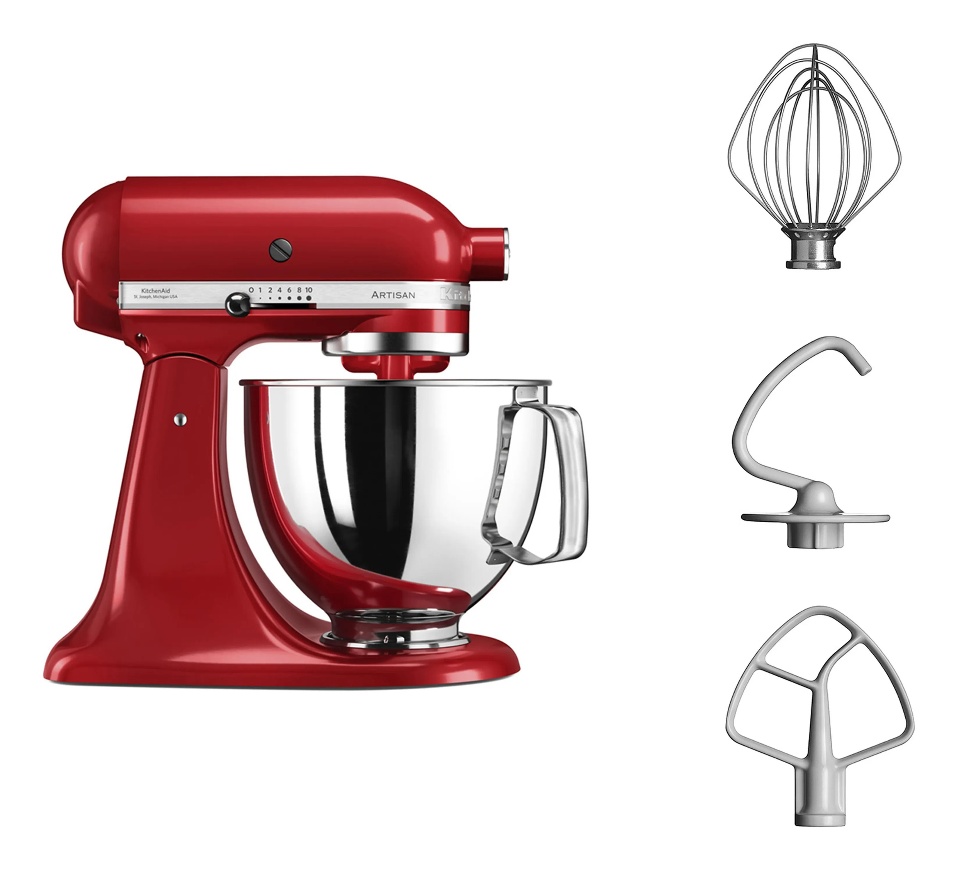 KitchenAid Artisan 5KSM125EER Stand Mixer, 300 W, 4.7 L, Empire Red