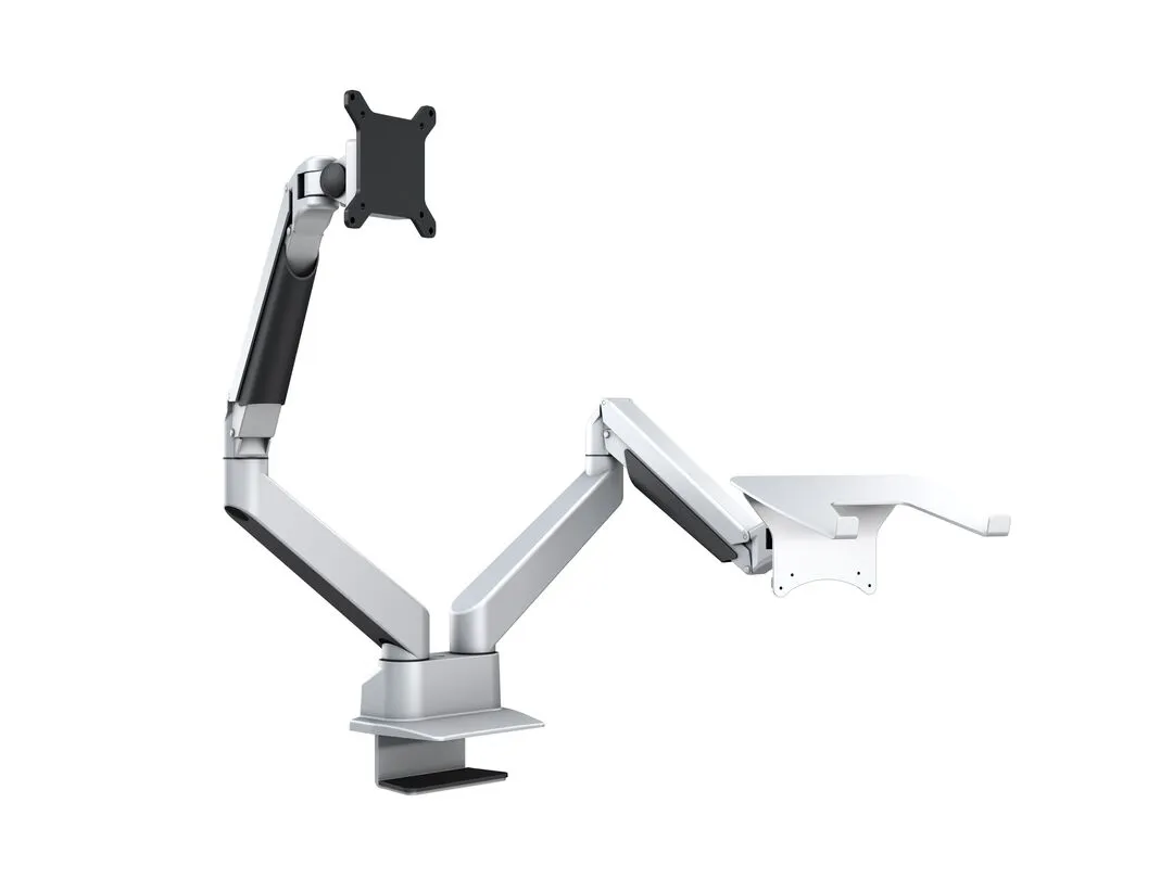 Multibrackets M VESA Gas Lift Arm Dual Arm monitorarm, f&ouml;r 1 sk&auml;rm och b&auml;rbar dator, 15-32", med gasfj&auml;der, 10 kg, silver