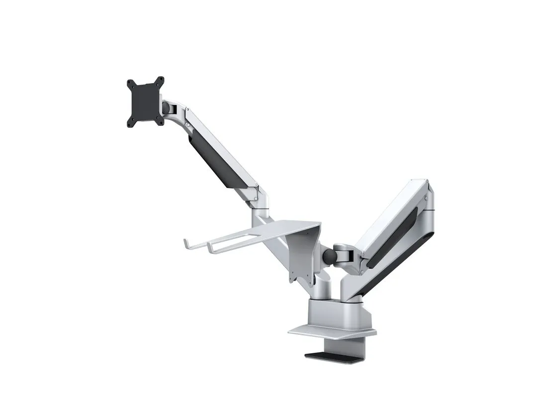 Multibrackets M VESA Gas Lift Arm Dual Arm monitorarm, f&ouml;r 1 sk&auml;rm och b&auml;rbar dator, 15-32", med gasfj&auml;der, 10 kg, silver