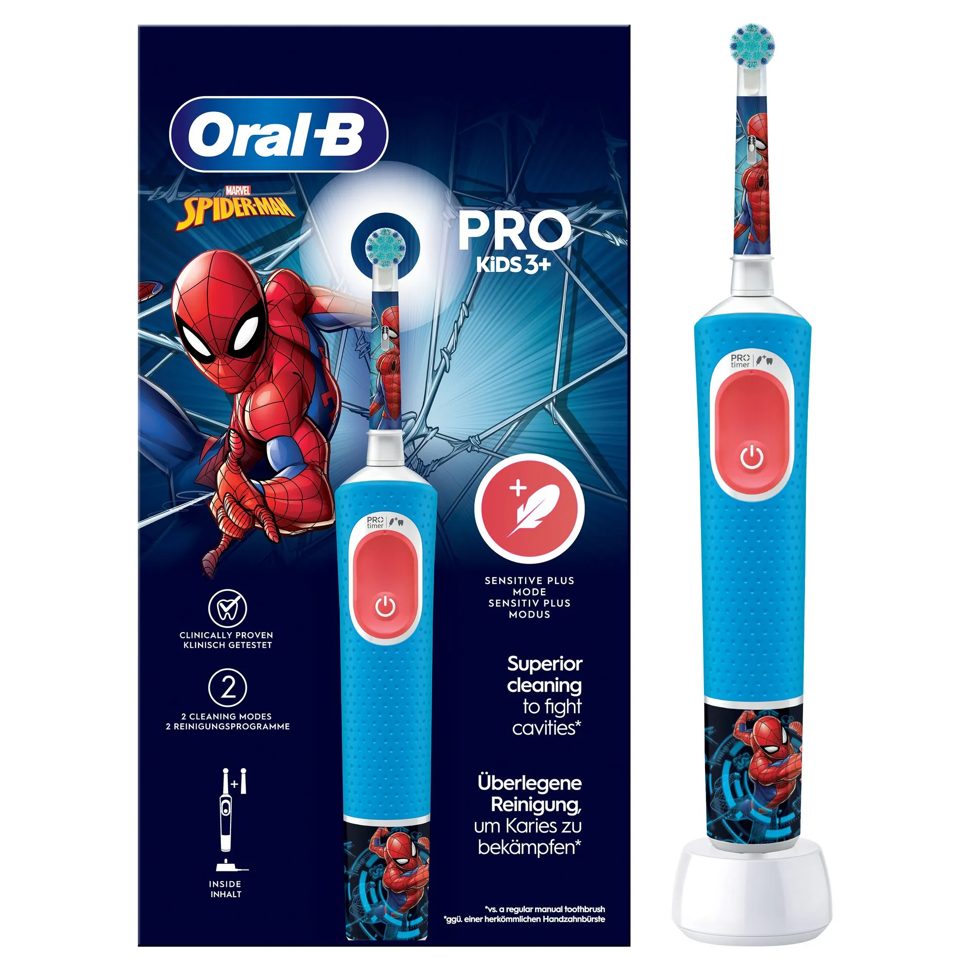 Oral-B Vitality Pro Kids Spiderman -sähköhammasharja, Sininen, Valkoinen