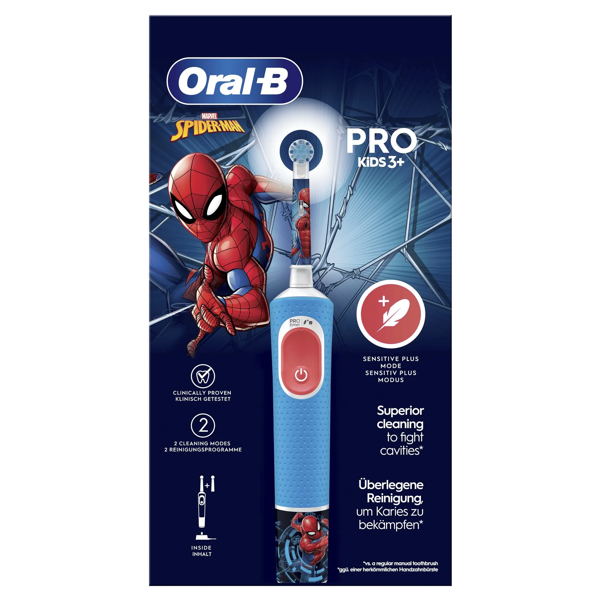 Oral-B Vitality Pro Kids Spiderman -sähköhammasharja, Sininen, Valkoinen