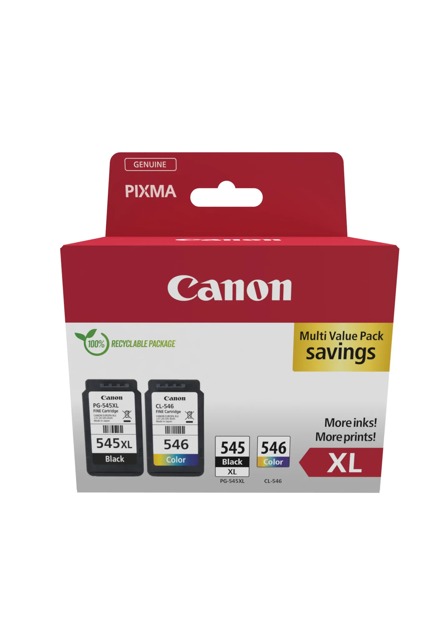 Canon PG-545XL/CL-546 ink cartridge kit, Black/Color, 2 pcs