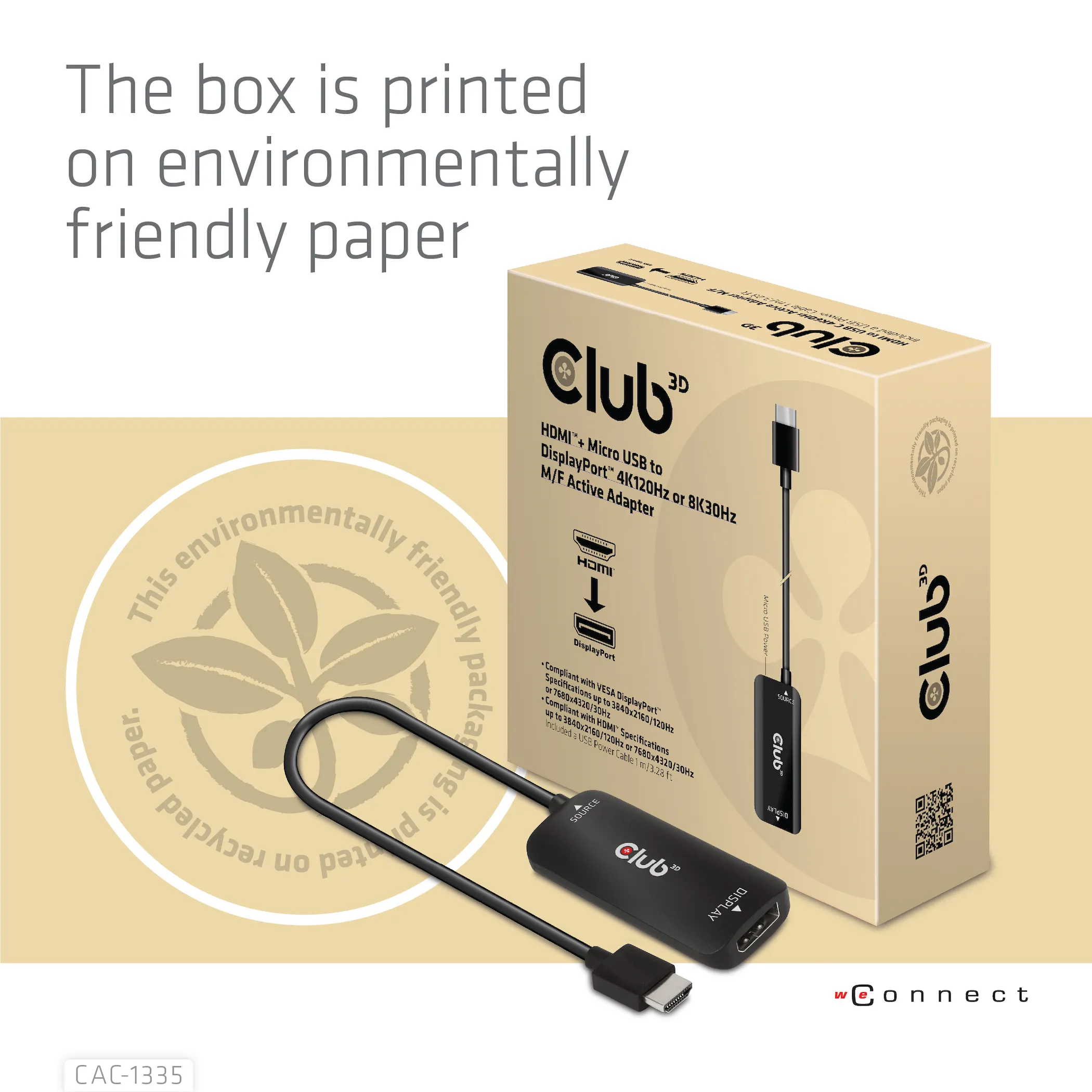 Club 3D HDMI 2.1 + Micro USB - DisplayPort active - adapter, Black