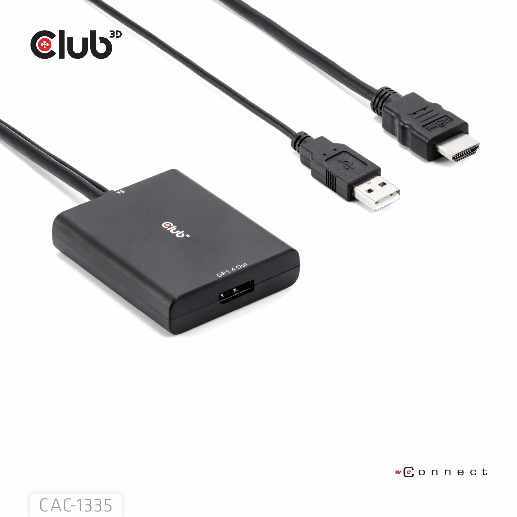 Club 3D HDMI 2.1 + Micro USB - DisplayPort active - adapter, Black