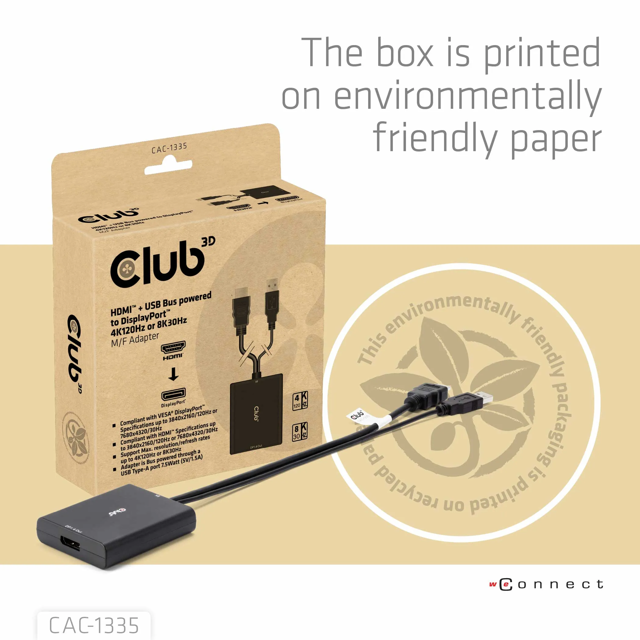 Club 3D HDMI 2.1 + Micro USB - DisplayPort active - adapter, Black