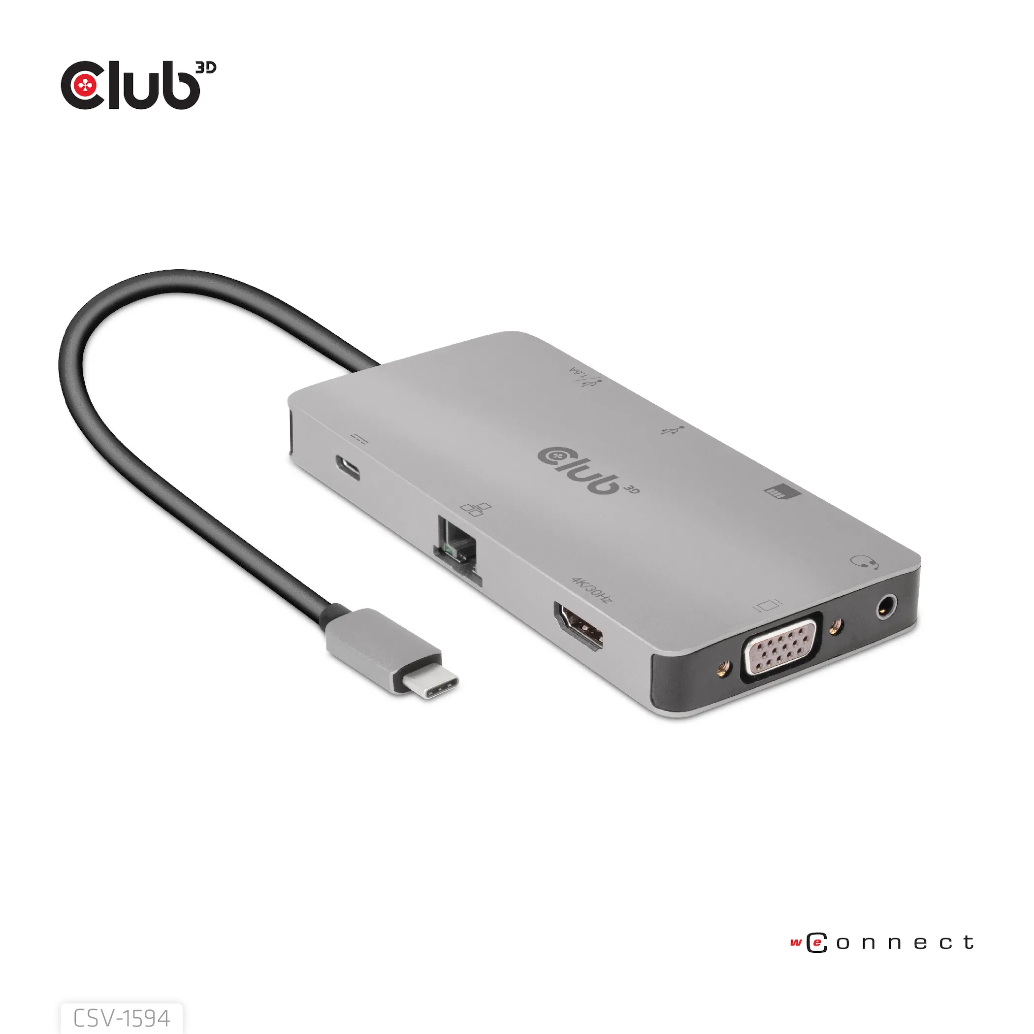 Club 3D 3.1 Gen1 USB-C 9-in-1 - hub, Grey