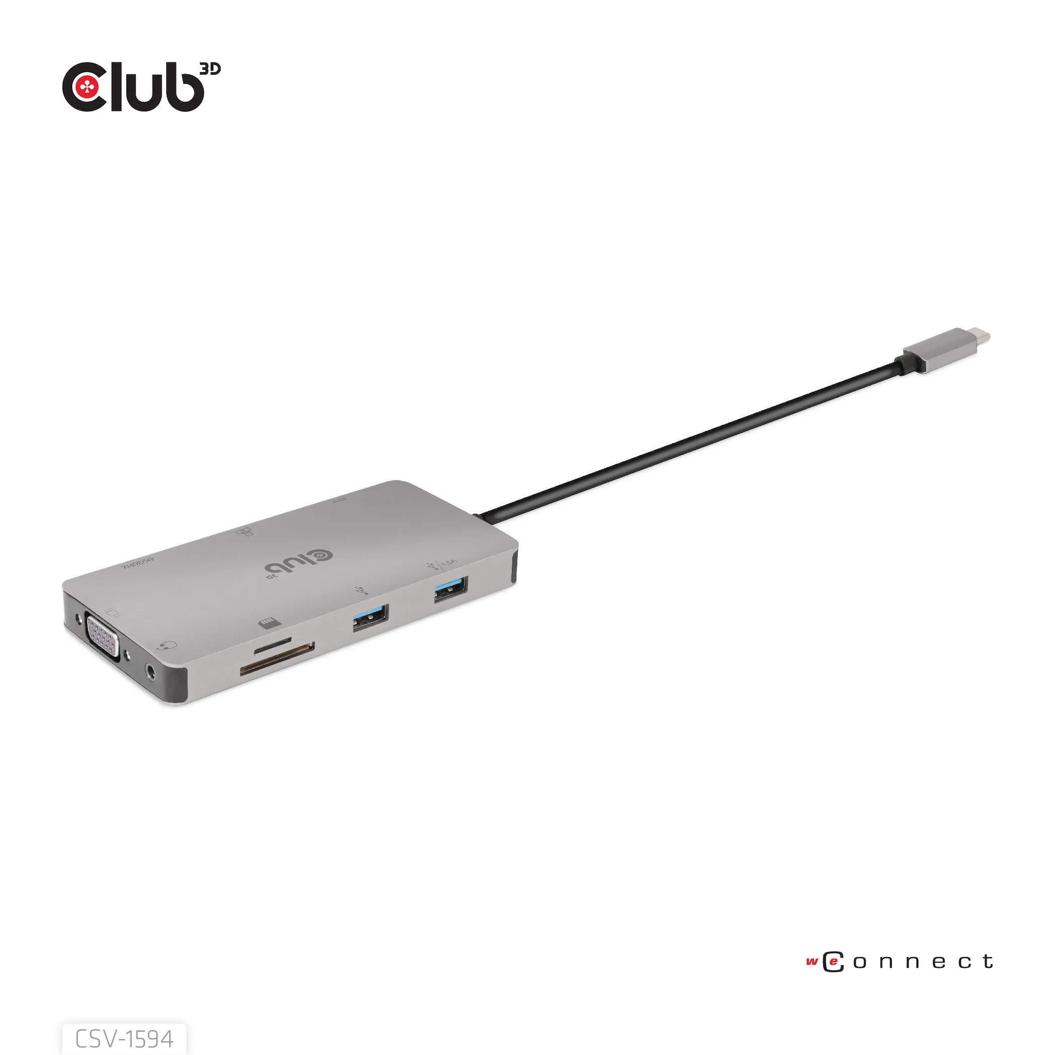 Club 3D 3.1 Gen1 USB-C 9-in-1 - hub, Grey