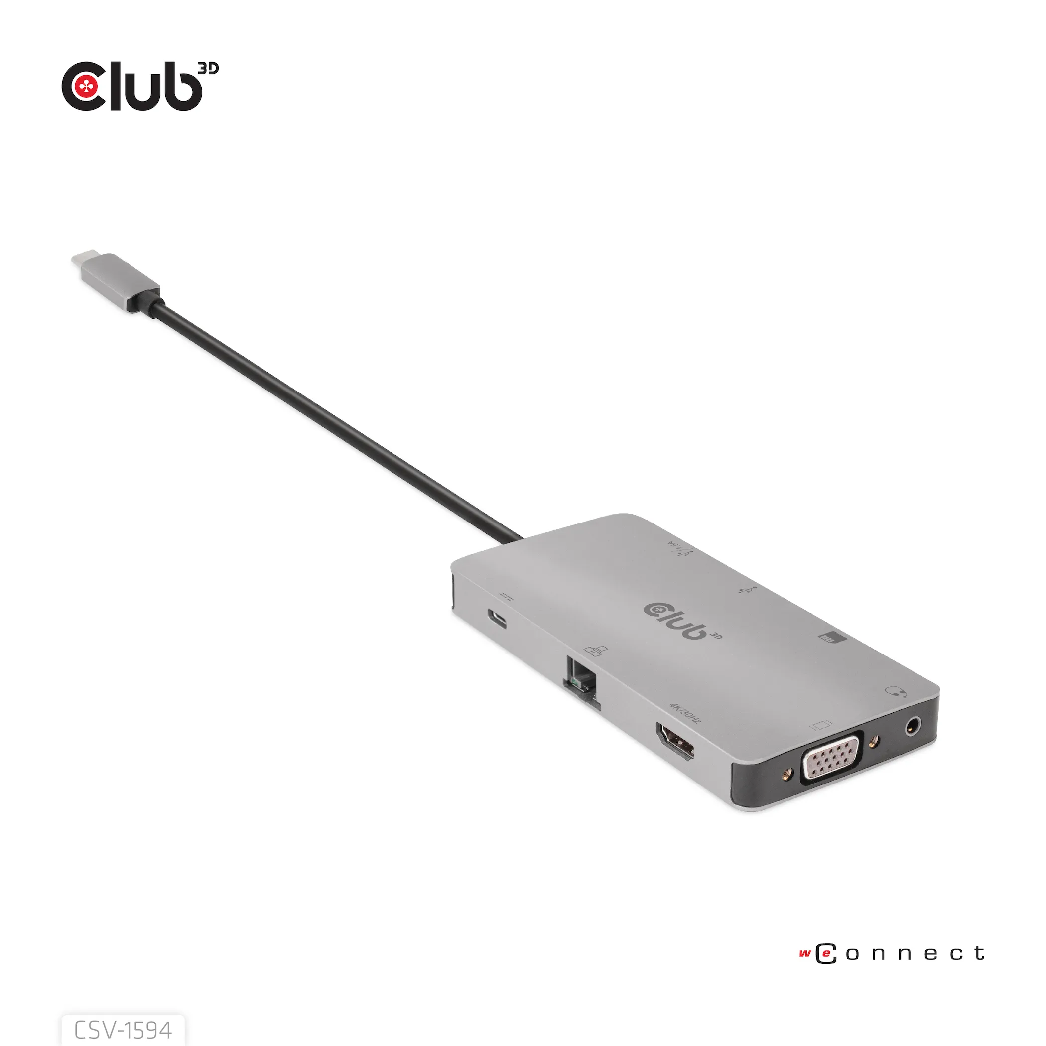 Club 3D 3.1 Gen1 USB-C 9-in-1 - hub, Grey