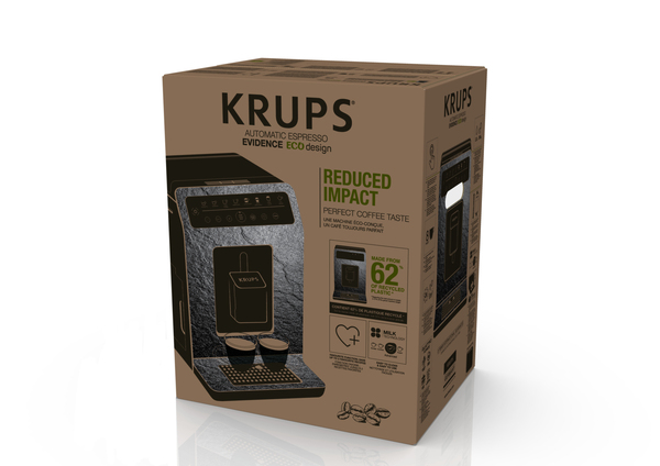 Krups Evidence ECO-Design EA897A -yhdistelmäkahvinkeitin, täysautomaattinen, musta, Harmaa