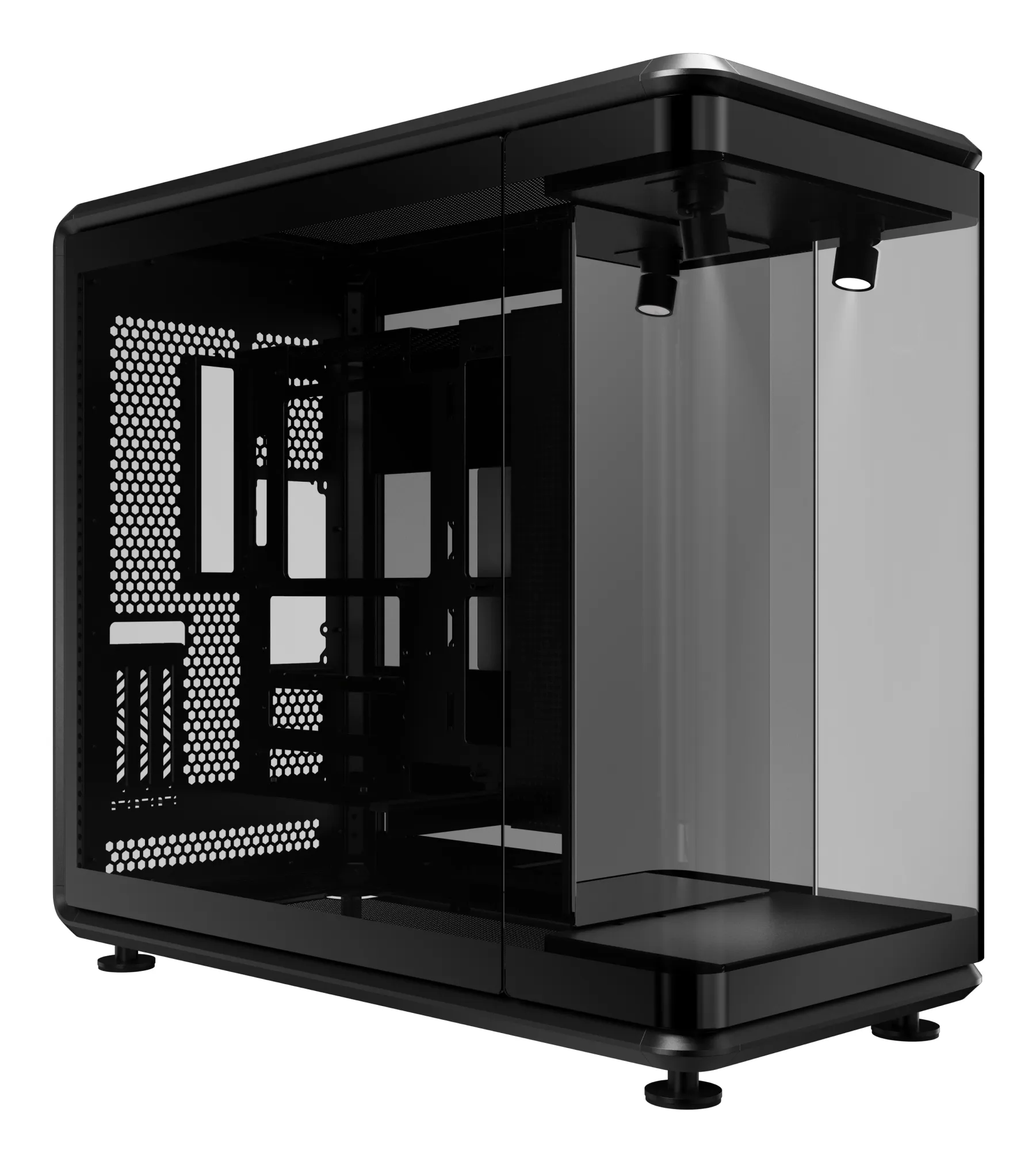 Cooler Master MasterFrame 360 Panorama full-tower chassi med f&ouml;nster, svart