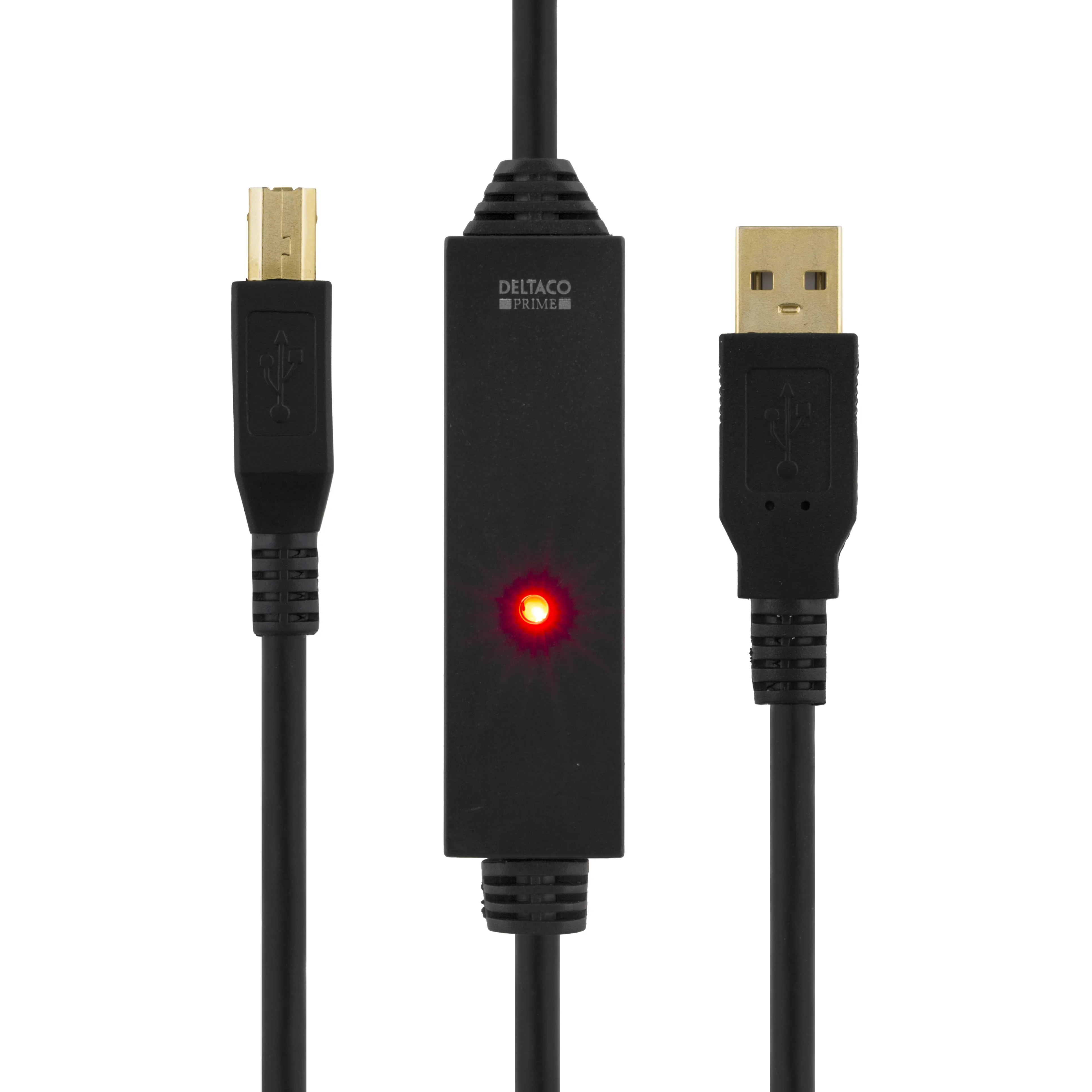 Deltaco USB-A - USB-B - cable, 5 m, Black