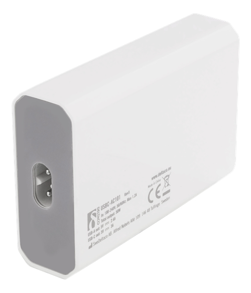 DELTACO USB-latausasema, 10A, 1xUSB-C naaras, 5xUSB-A naaras, valk.