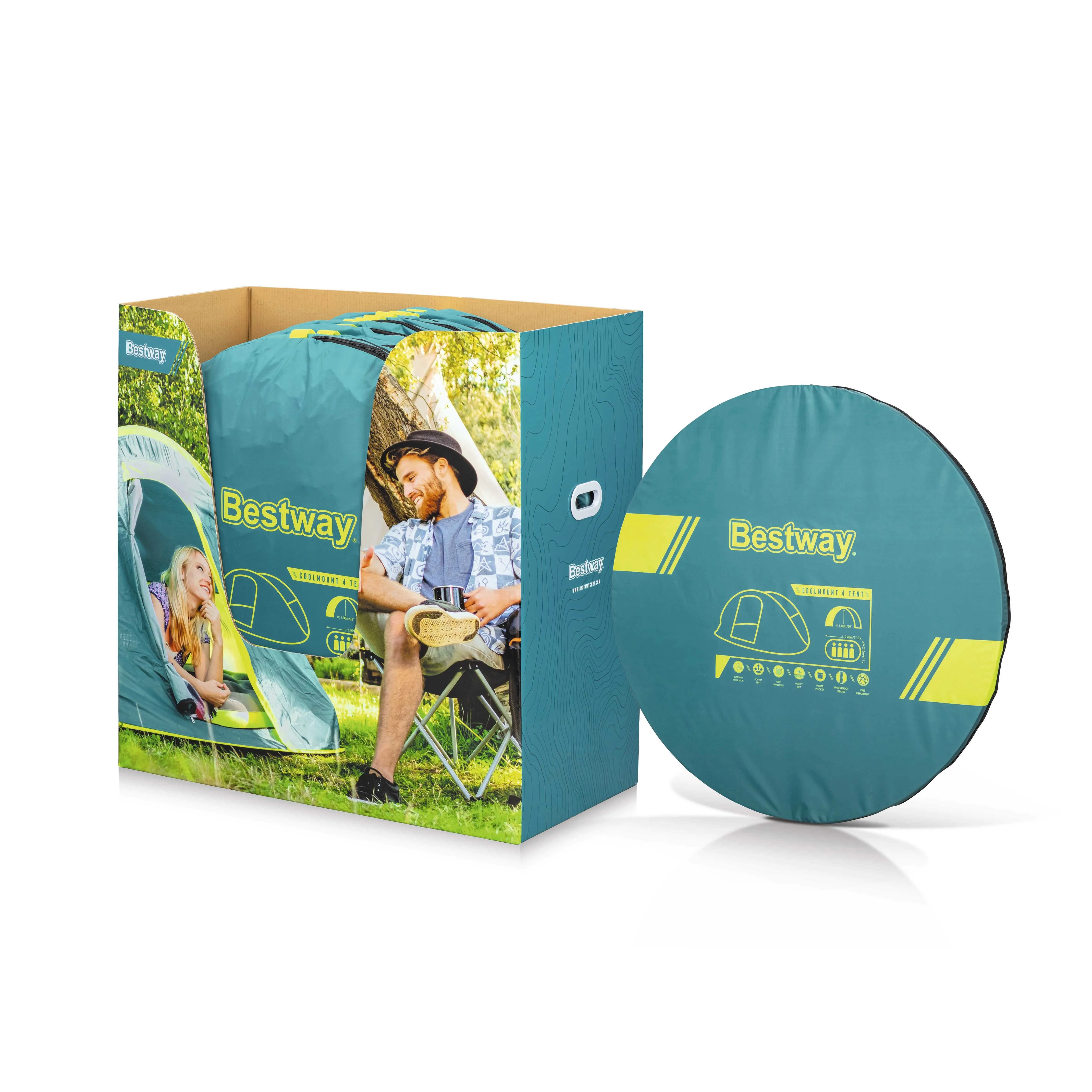 Bestway Coolmount 4-Person Family Tent Blue/Yellow 2400 x 2100 x 1000 mm