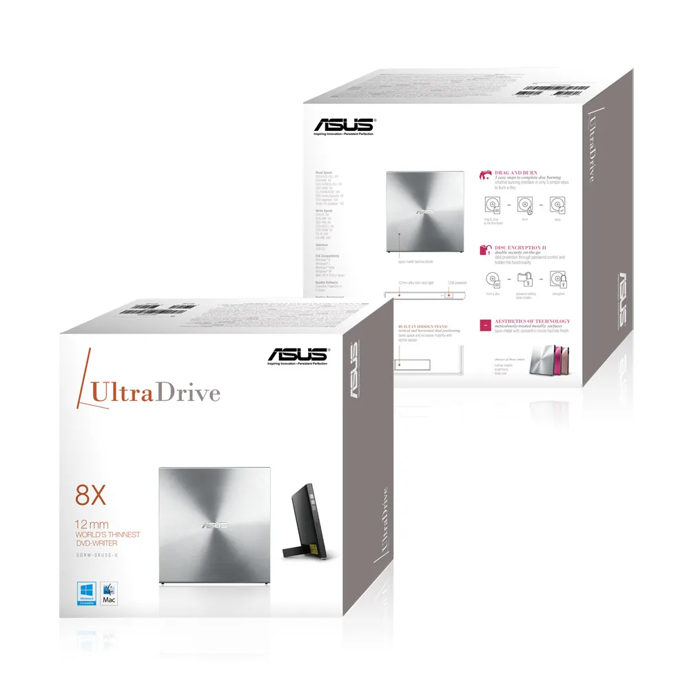ASUS SDRW-08U5S-U/SIL/G/AS USB 2.0 External 8X DVD Writer