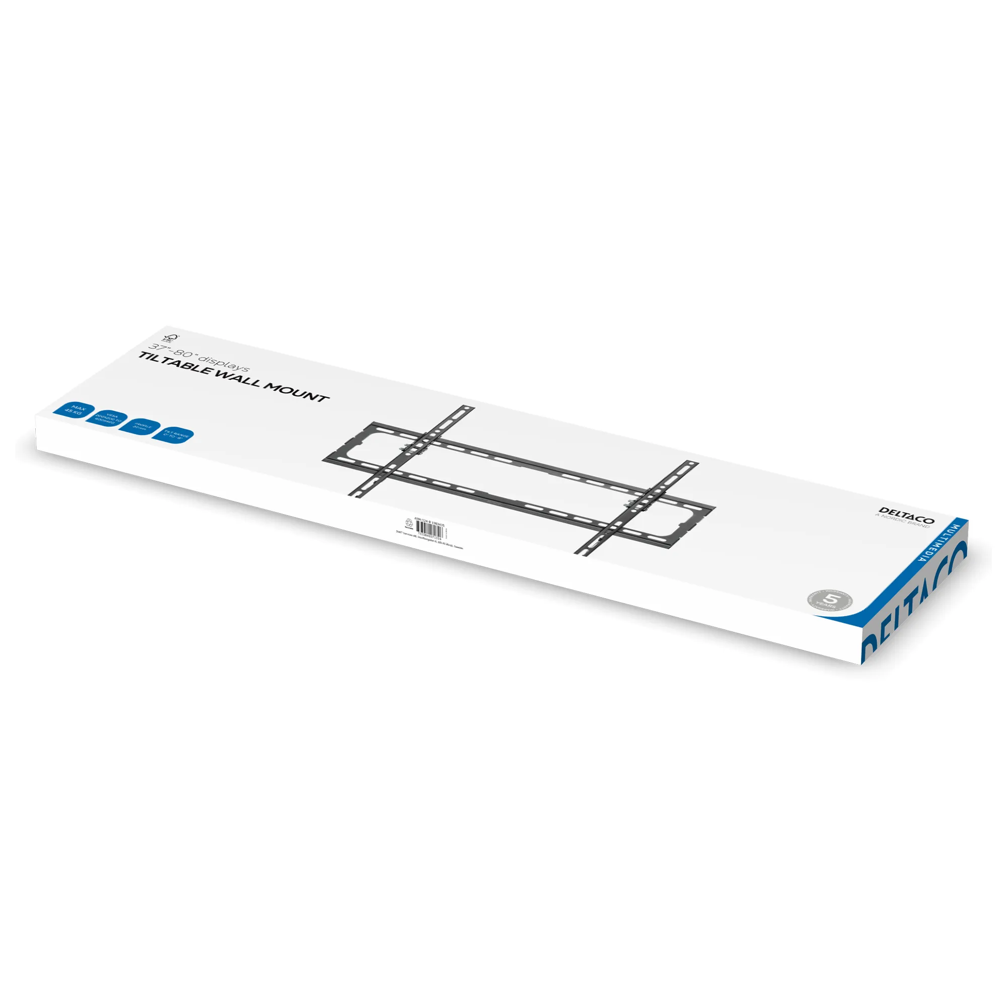 DELTACO ARM-524-B Kallistettava television sein&auml;teline (Musta) 37&ndash;80", enint&auml;&auml;n 45 kg, VESA 200x200&ndash;600x400