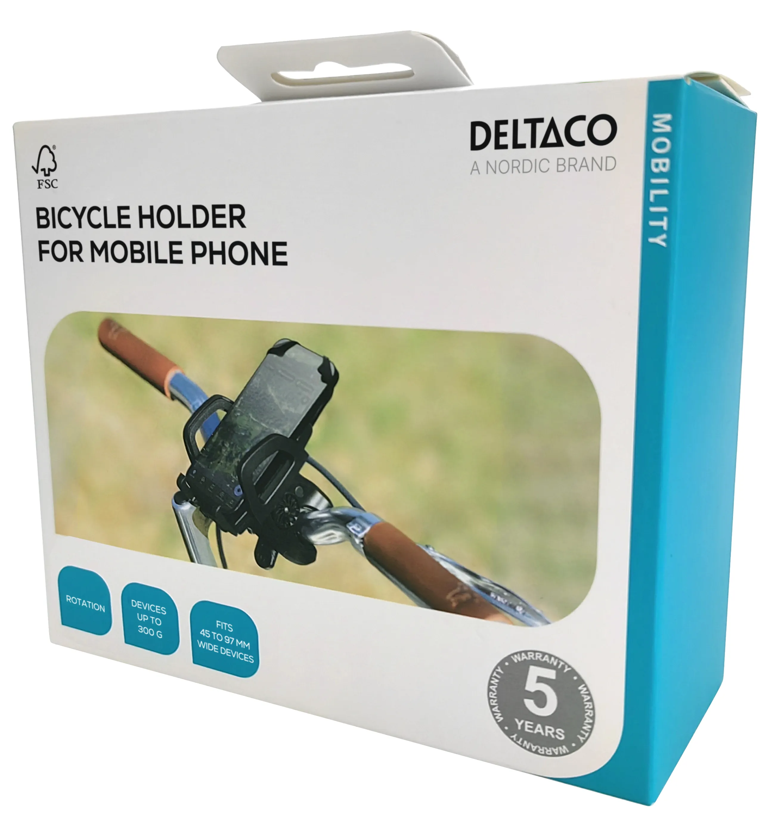 DELTACO bicycle holder, rotatable, for mobile phones, black