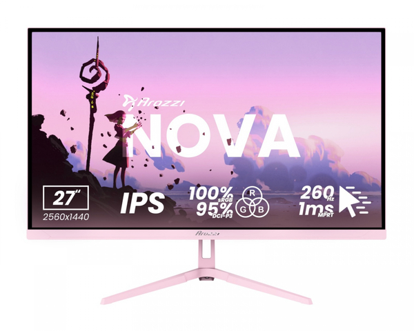 Arozzi Nova AZ-NO-27T2K260-PNK 27" QHD, IPS, HDR, 260Hz Gaming Monitor