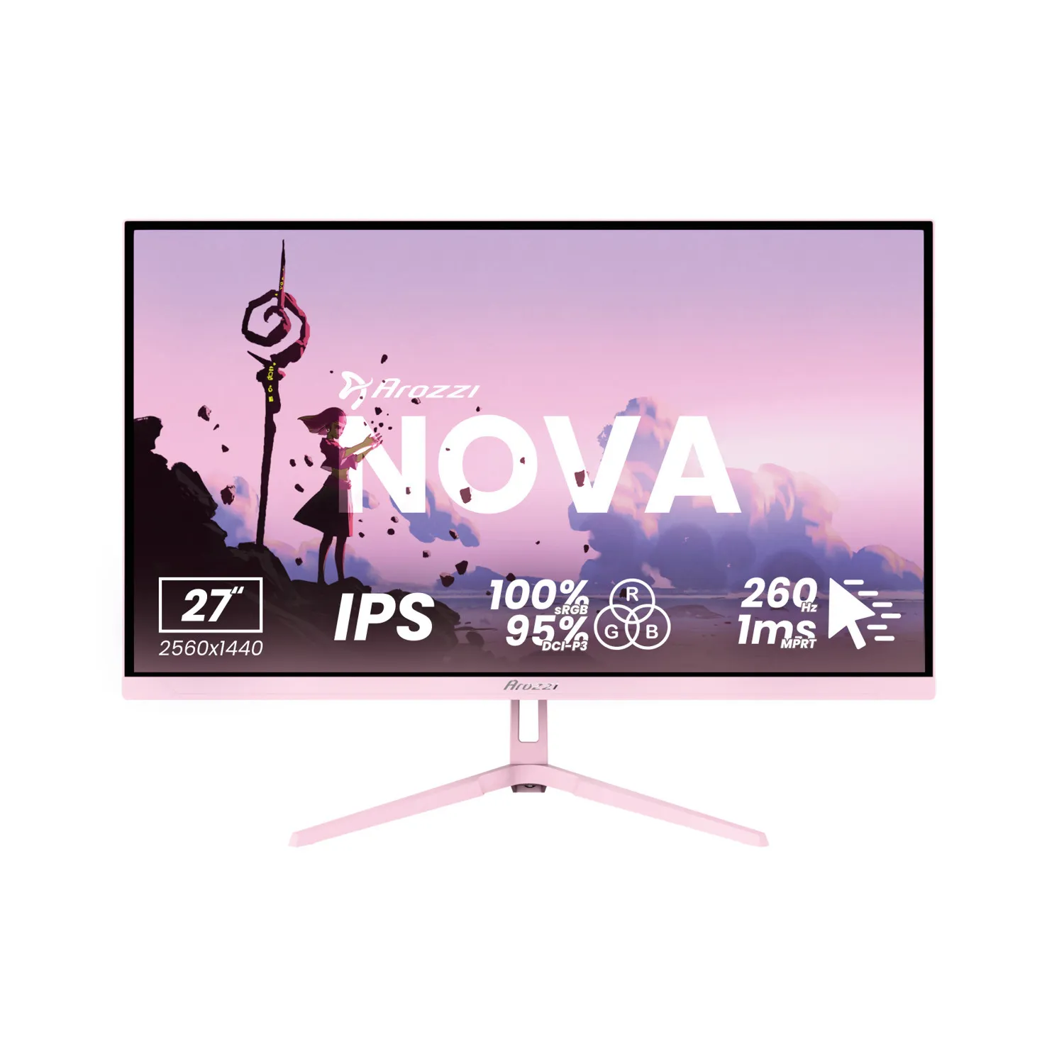 Arozzi Nova AZ-NO-27T2K260-PNK 27" QHD, IPS, HDR, 260Hz gamingsk&auml;rm