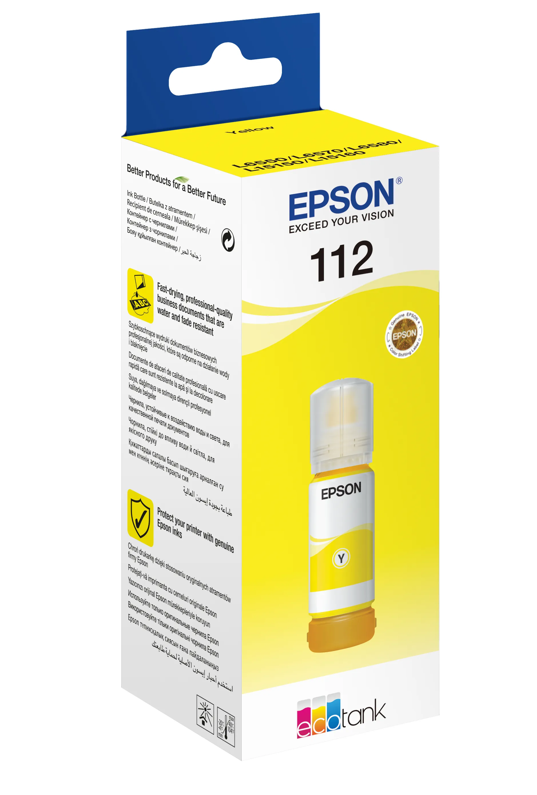 Epson 112 EcoTank-mustepullo, 70 ml, keltainen