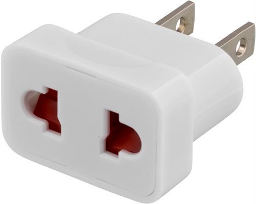 DELTACO reseadapter, EU till US, ojordad, 110-250V, 10A, vit