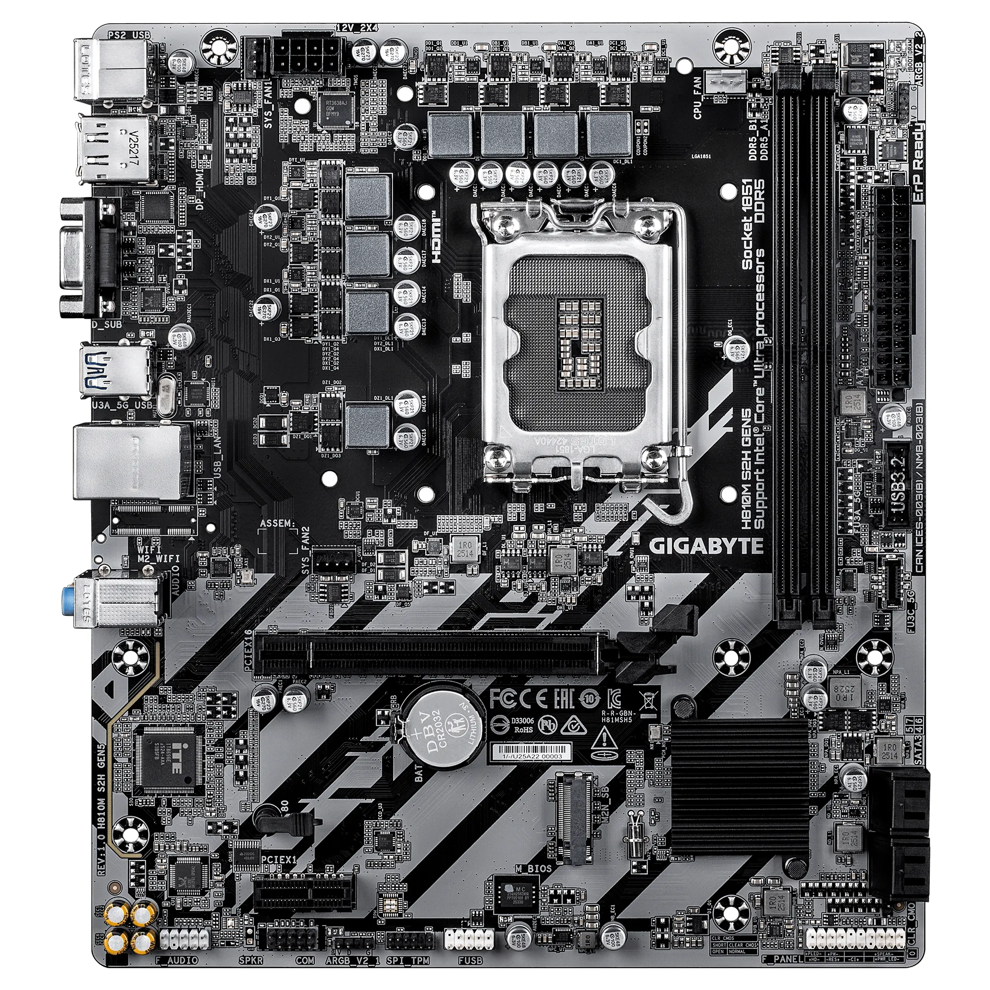 Gigabyte H810M S2H GEN5 LGA 1851 mATX -emolevy