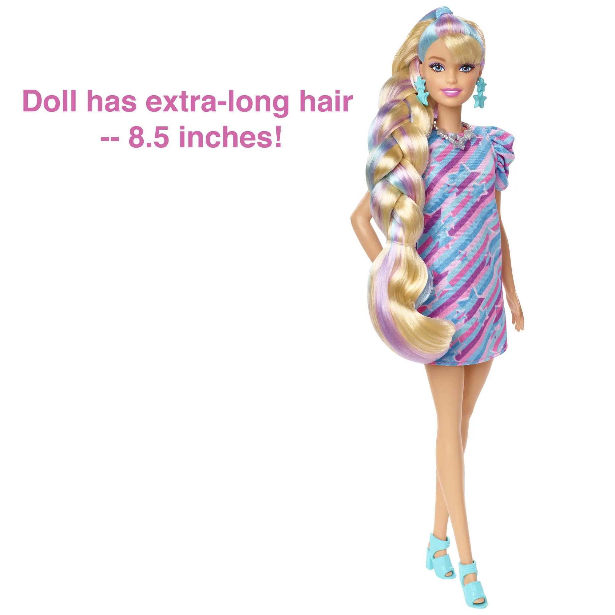 Mattel Barbie Totally Hair Doll (blonde) in star print dress