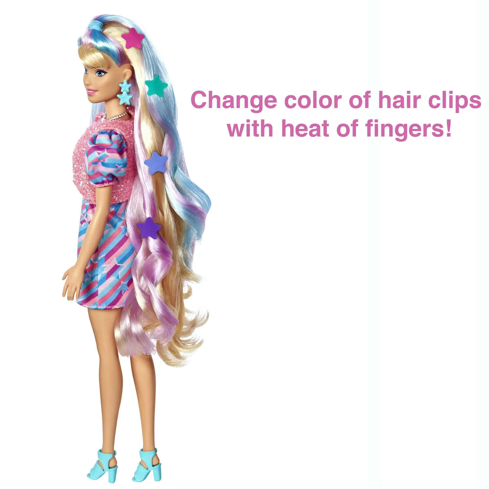 Mattel Barbie Totally Hair Doll (blonde) in star print dress