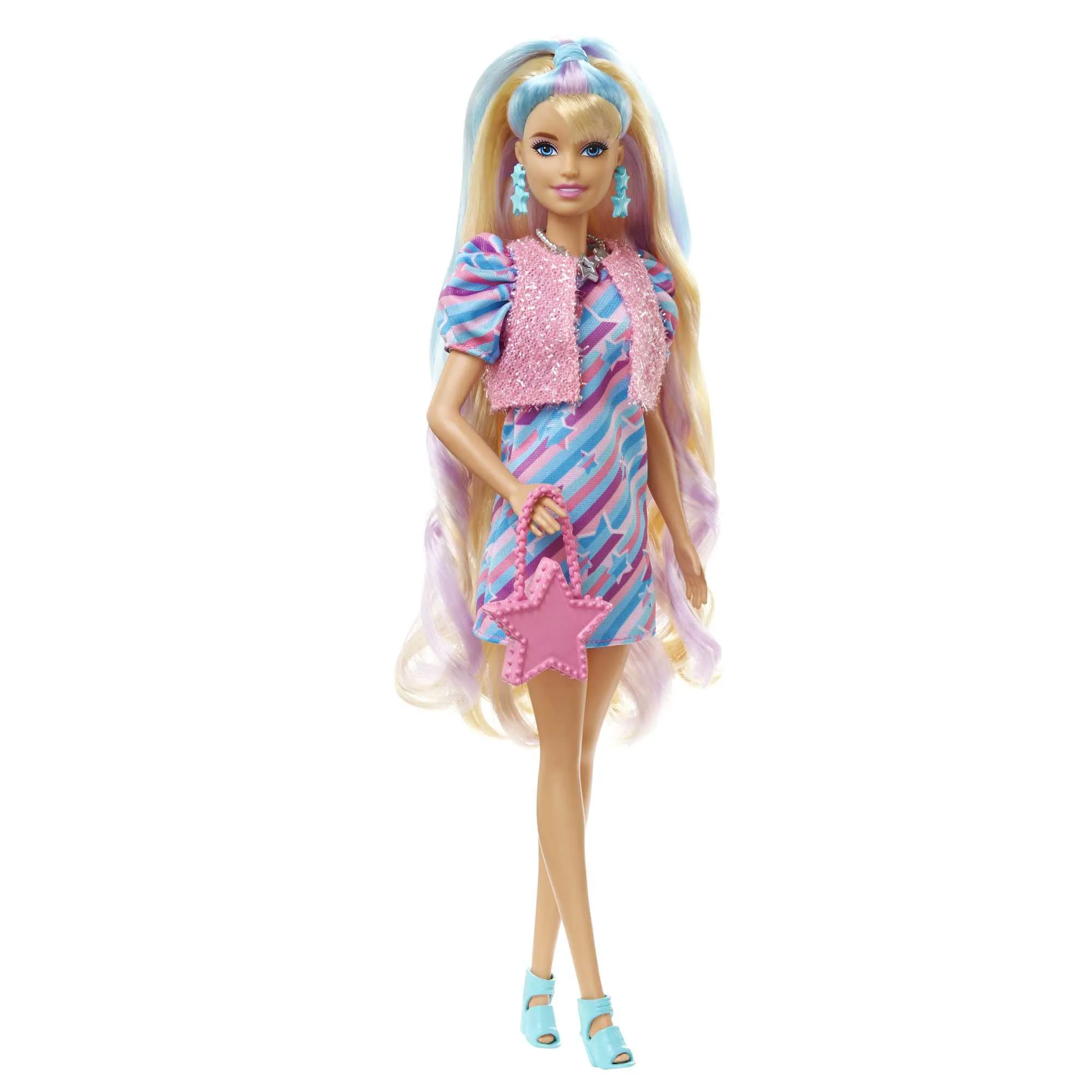 Mattel Barbie Totally Hair Doll (blonde) in star print dress